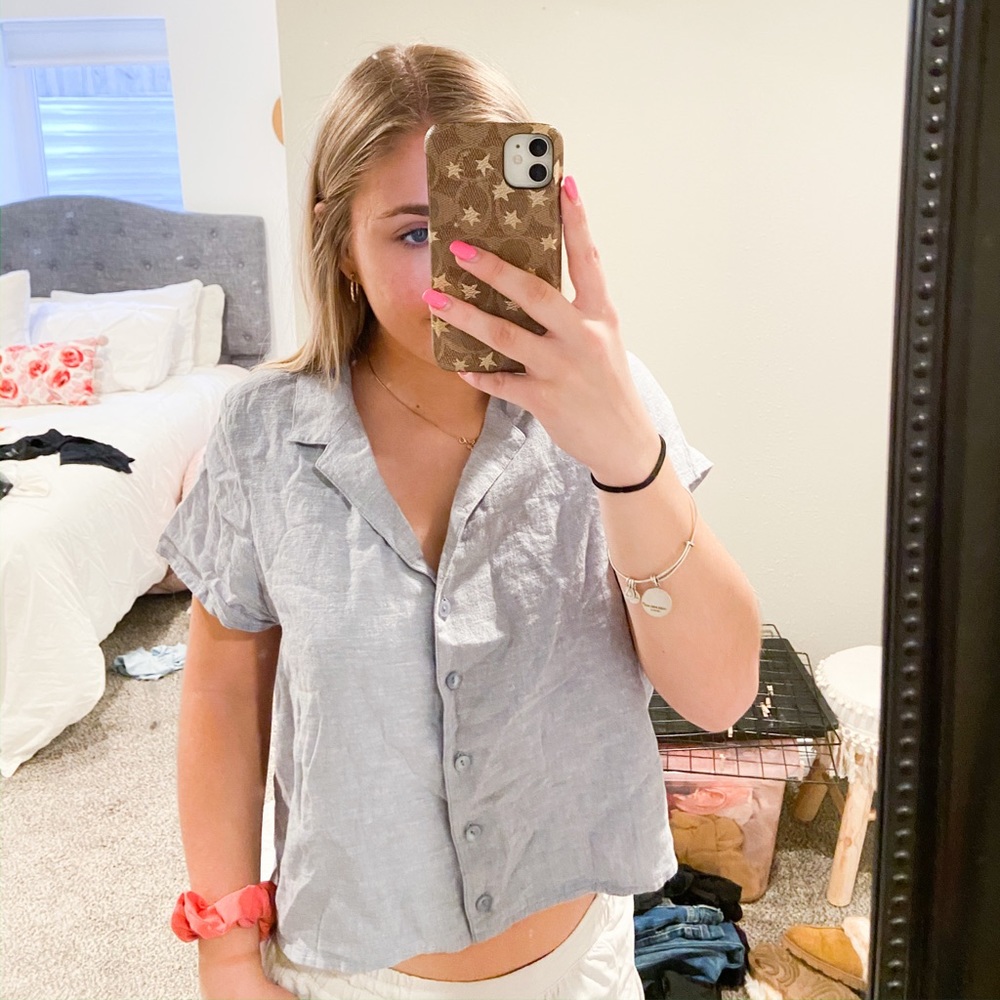 blue button up
